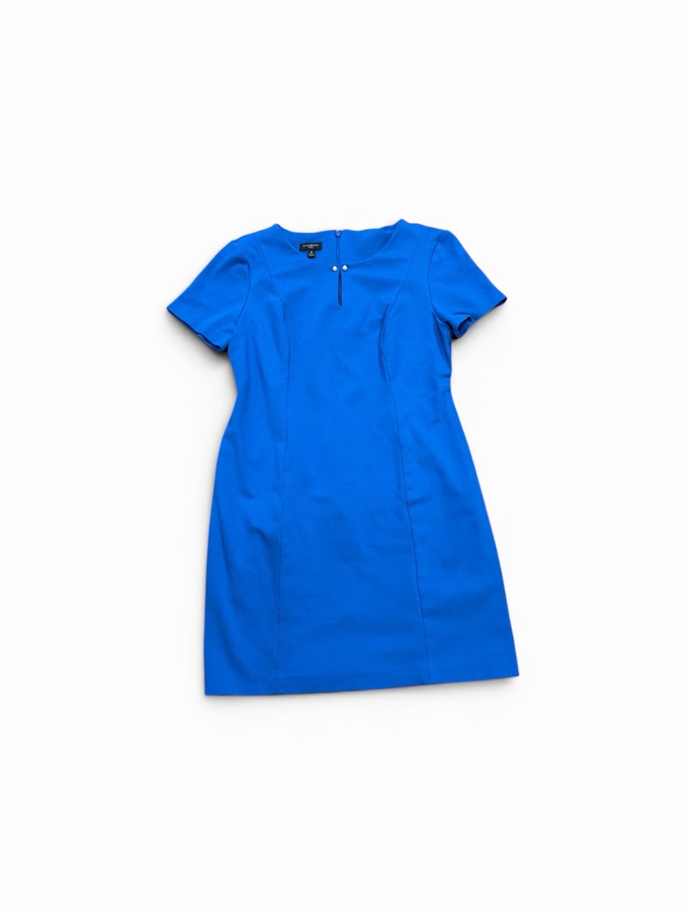 Royal Blue Short Sleeve Sheath Dress pearl detail size 2P